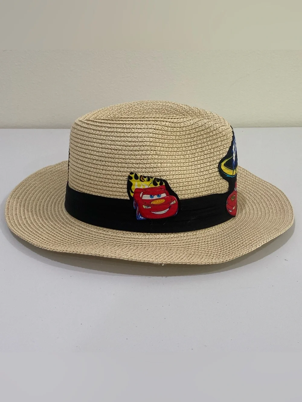 Disney Pixar Cars Lightning McQueen Kids Straw Fedora Beach Hat Handmade